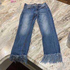 Judy Blue Distressed Hem Cropped Jeans